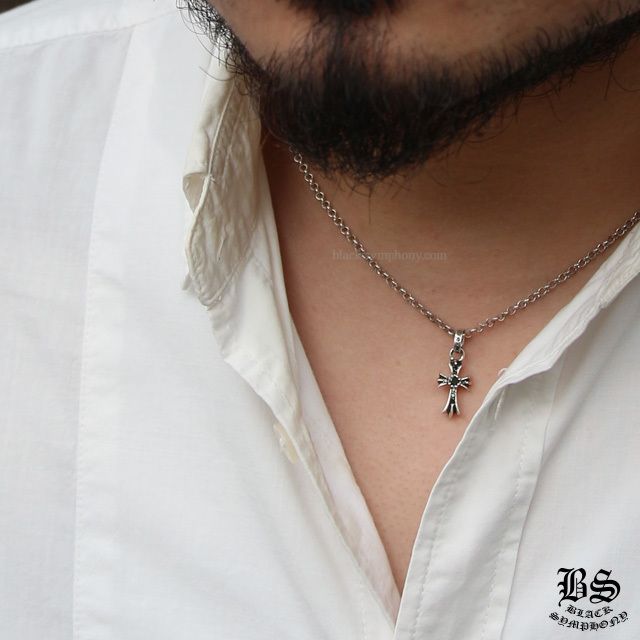 クロムハーツCHクロスベビーファットチャームwithパヴェブラック