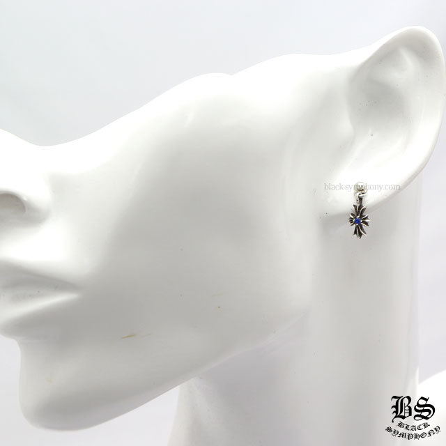 クロムハーツタイニーECHプラスドロップイヤリングwithブルー