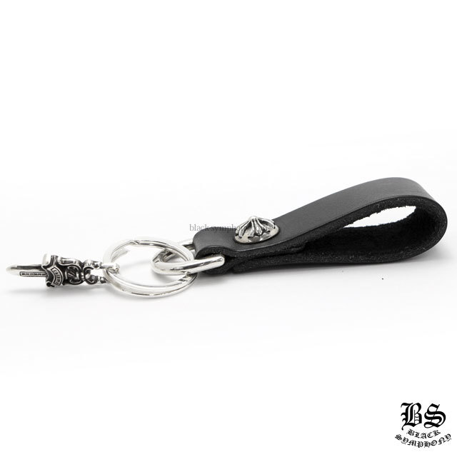 クロムハーツDキーリングブラックレザー&スプリットキーリングwith