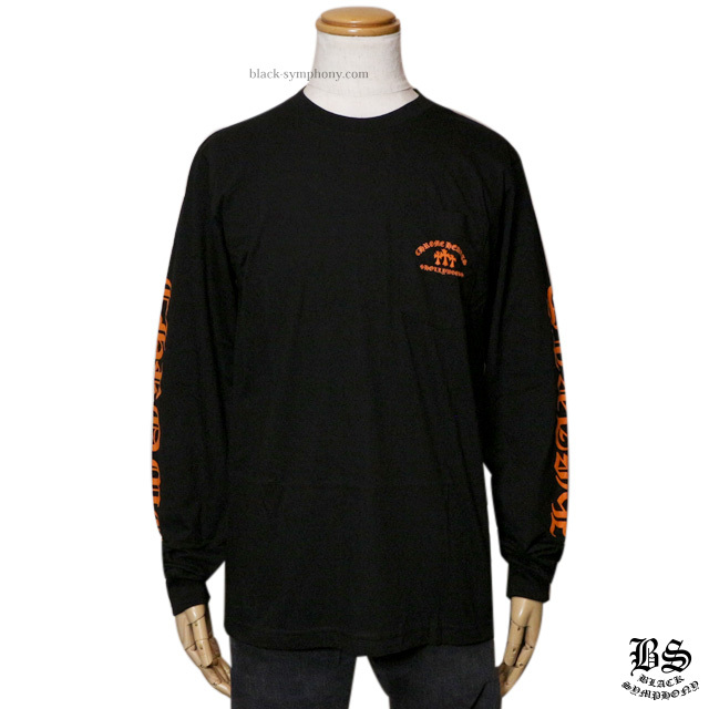 クロムハーツロングTシャツオレンジセメタリークロスブラック|クロム