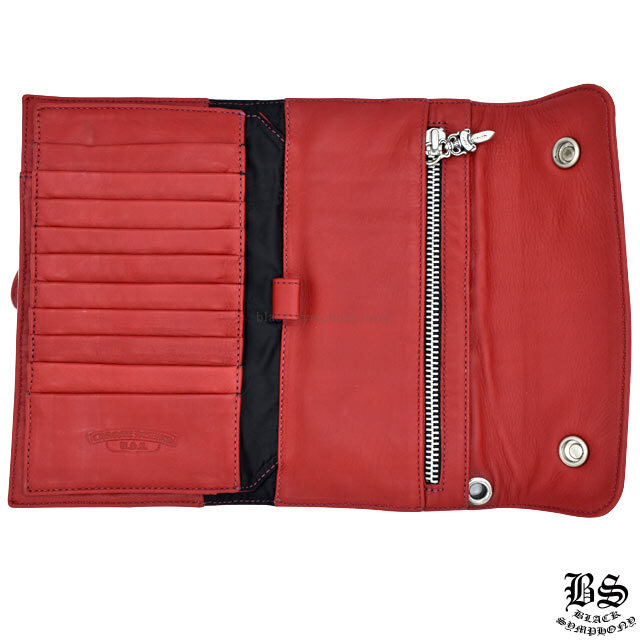 クロムハーツウェーブウォレットクロスボタンレッド|クロムハーツ通販