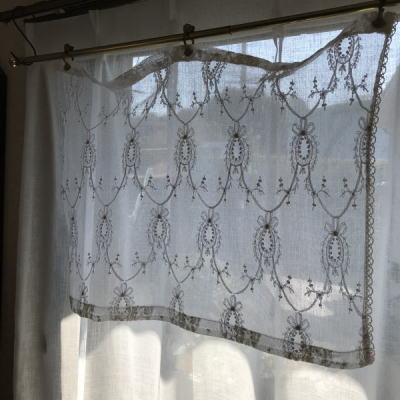 C-939 フランスアンティークレーススモールカーテン コットンチュール