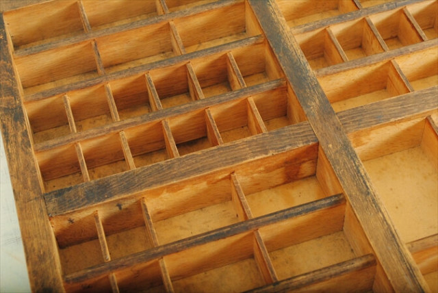 ドイツ買い付け 古い木製プリンタートレー ウッドシェルフ ウォール