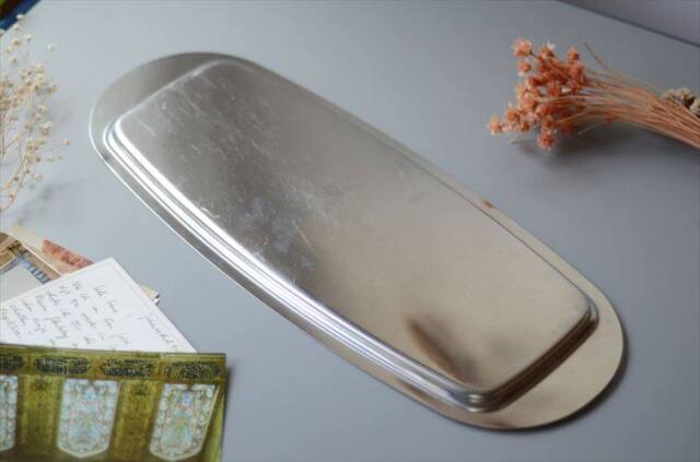 ドイツから シルバープレート スクエアトレー 42x17 長方形トレイ 銀