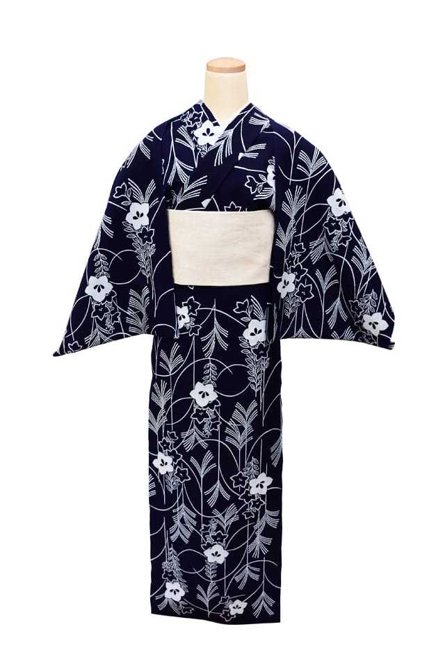 反物】女性 『コーマ地染』桔梗にススキ