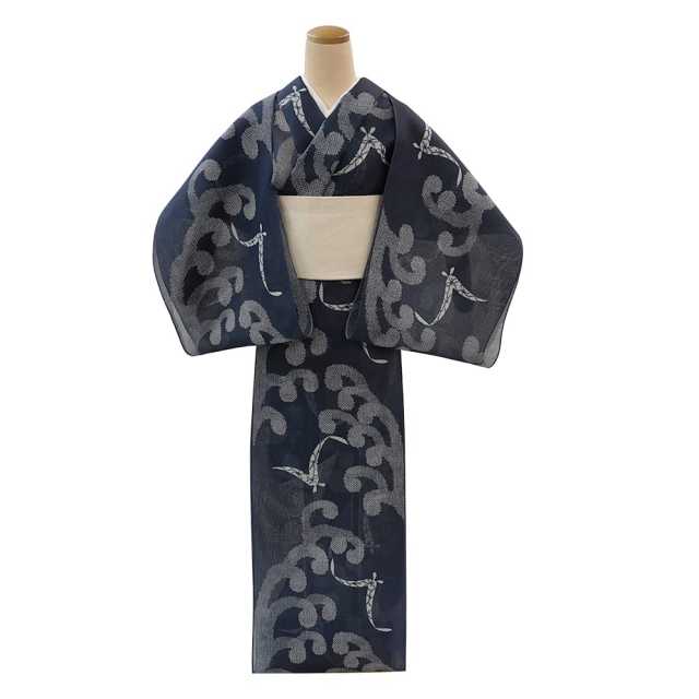 反物】女性 『絹紅梅』波濤に鴎