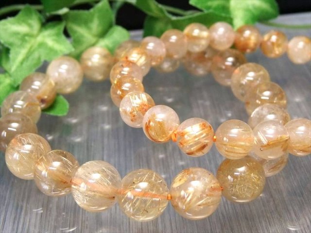 3A タイチン有り ゴールドルチルクォーツ ブレスレット 7mm-7.5mm×26珠