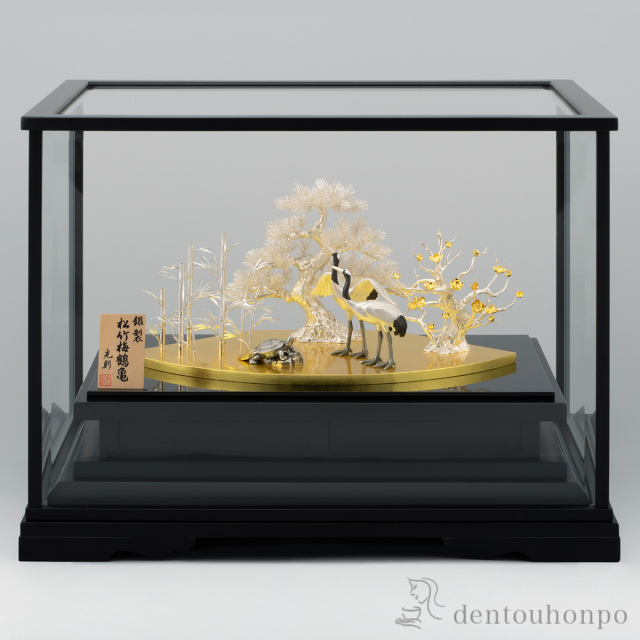 送料無料】 銀製 松竹梅鶴亀 LPC 370g / 高級 コレクション 美術品