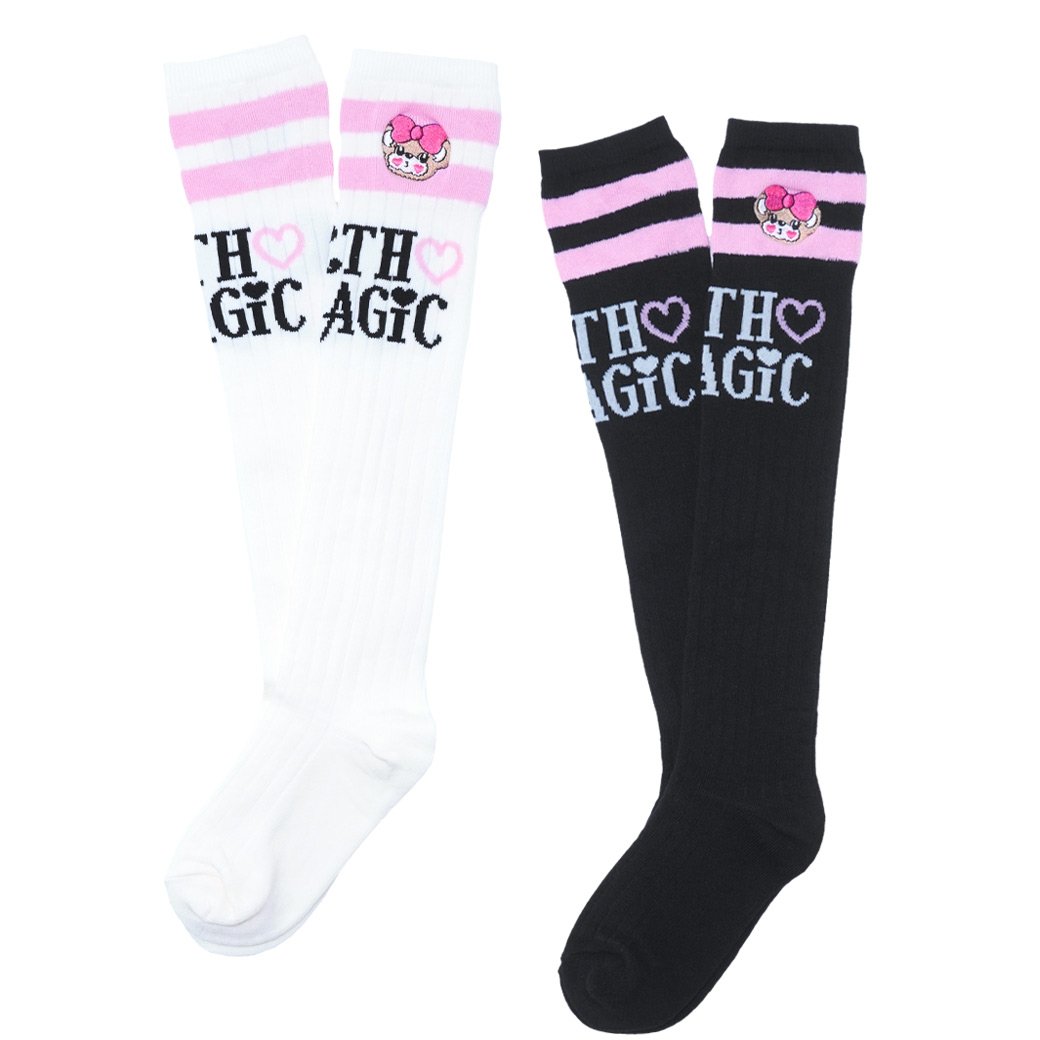 日本製 ライン入りオーバーニーソックス