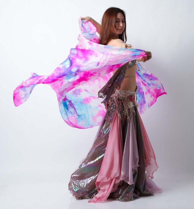 ベリーダンス高級シルクベール R26-12サイズ240cm*112cm(タイダイ