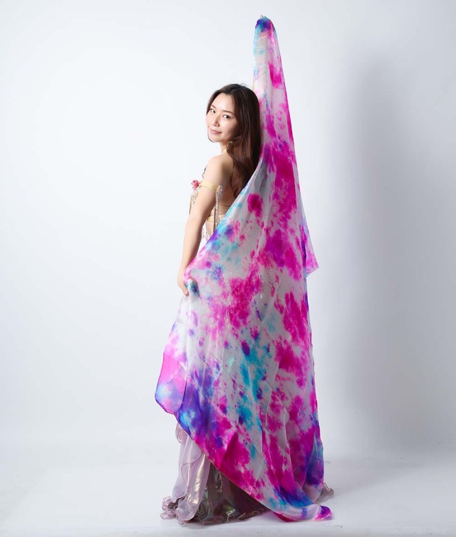 ベリーダンス高級シルクベール R26-12サイズ240cm*112cm(タイダイ