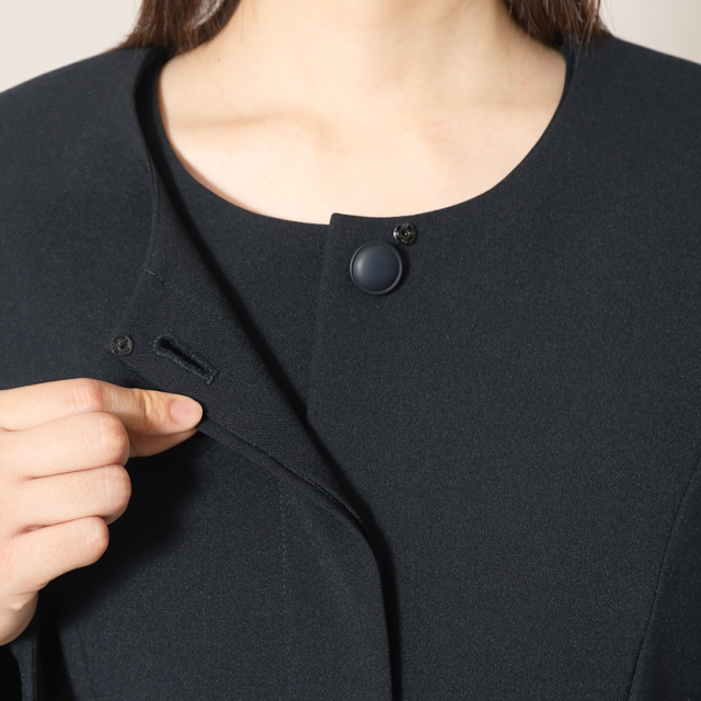 洗える2WAYお受験スーツ ラウンドカラー濃紺アンサンブル[7号 9号 11