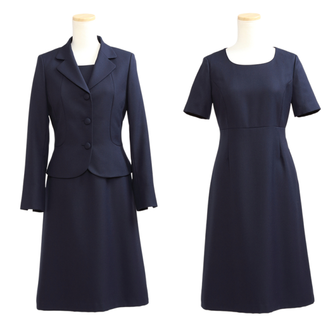 お受験 スーツ 3つボタン濃紺プリーツアンサンブル（ウール混紡）[7号