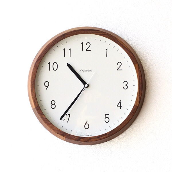 掛け時計 壁掛け時計 おしゃれ 木製 無垢材 ウォールナット スイープ