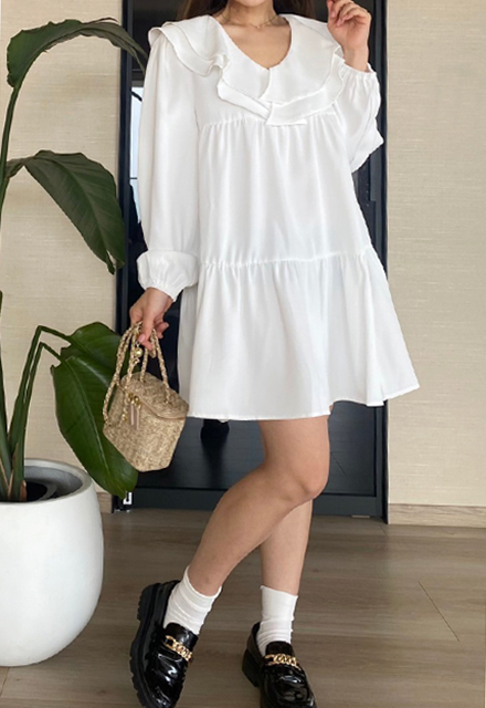 フリルティアードチュニックワンピース【7i-831-04189】