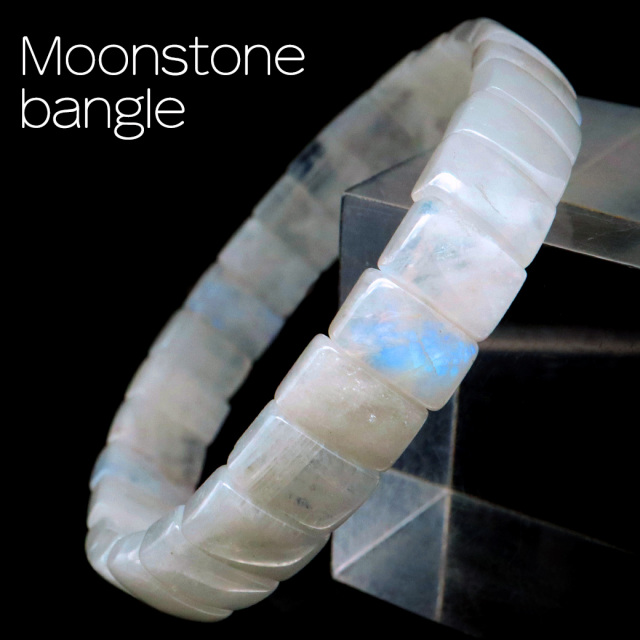ムーンストーン バングル 6月 誕生石 レインボームーンストーン