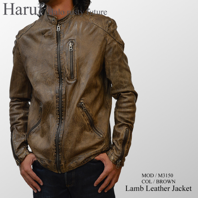 製品染め ビンテージ加工 ライダースジャケット レザージャケット 革