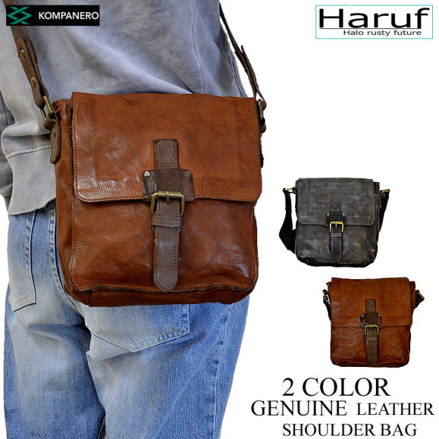 Haruf 本革 レザーショルダーバッグ 革バッグ レザーバッグ メンズ