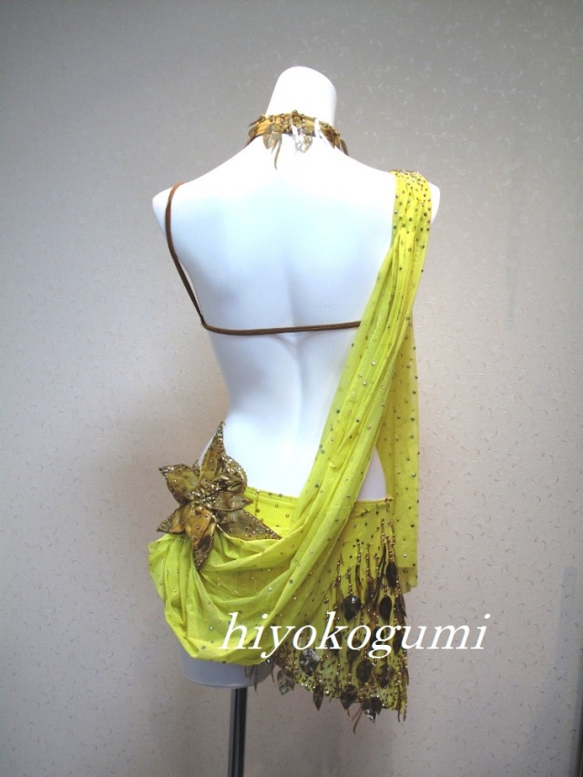 L884 チャコット製 イエローゴールドラテンドレス パソスカートつき