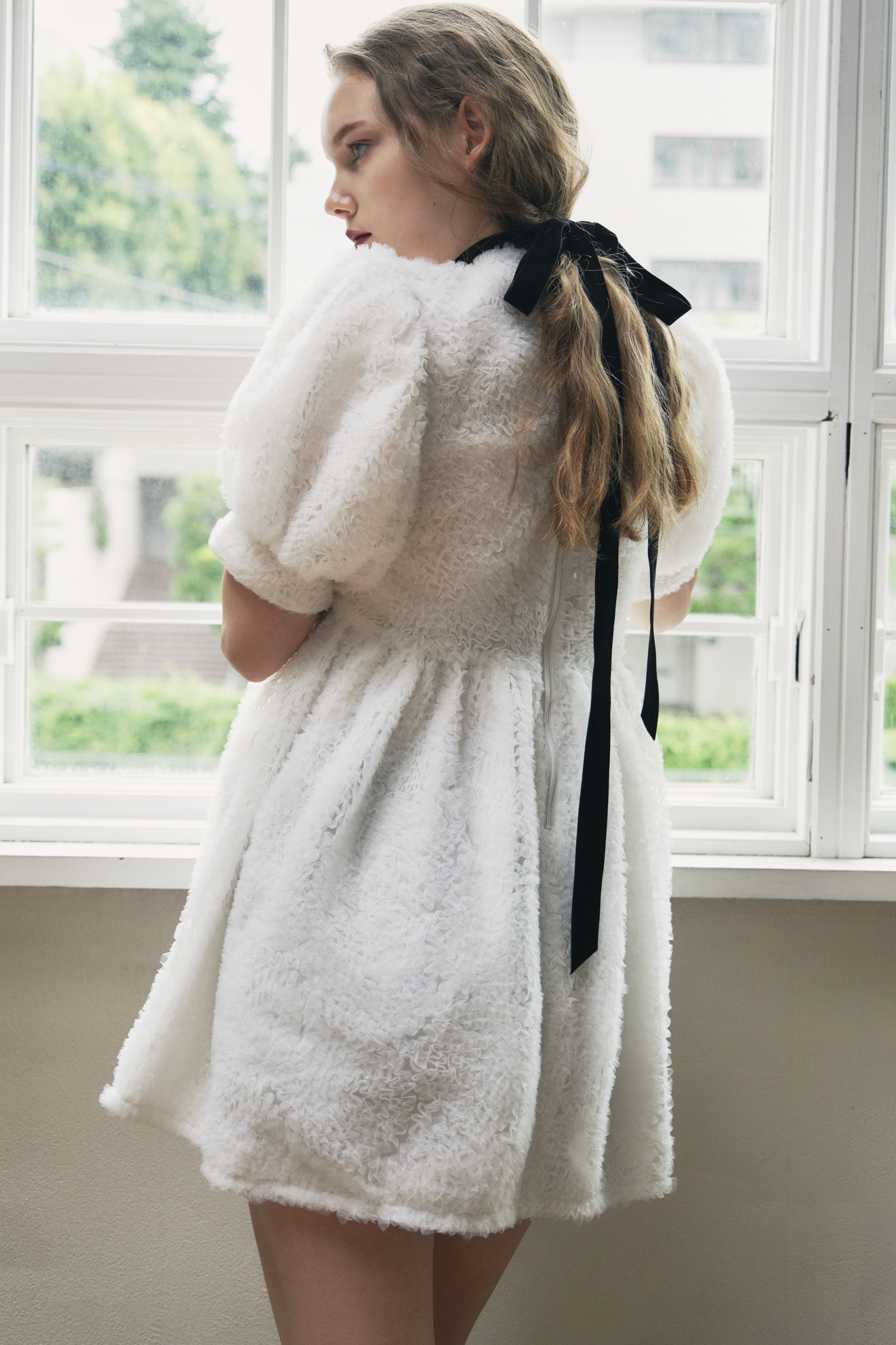 HONEY MI HONEY｜tulle puff sleeve tunic one-piece