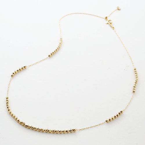 送料無料】【日本製】18金/K18 ステーション ネックレス ミラクル