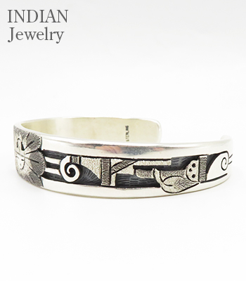INDIAN JEWELRY ホピ族|オーバーレイ|SUN FACE|シルバー|バングル
