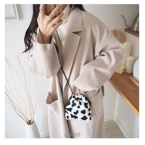 アニマルファー巾着ミニショルダーバッグ(ポーチ) - 激安ショルダー