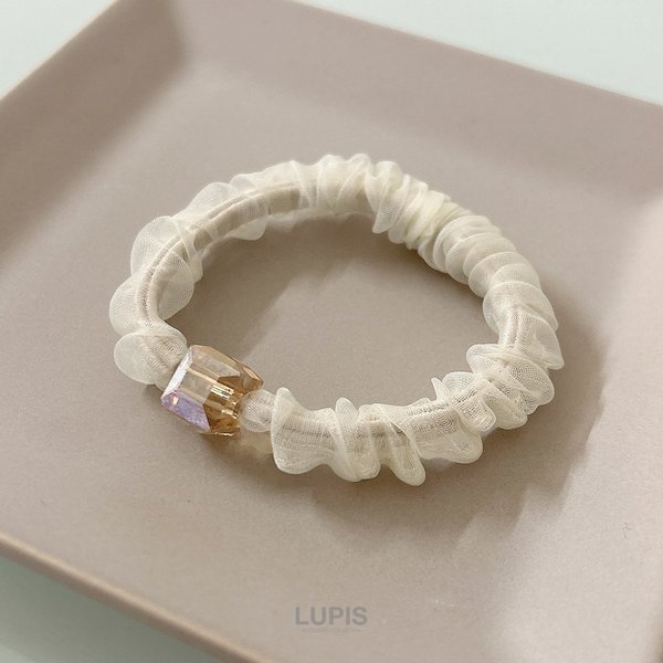 クリスタルキューブオーガンジーヘアゴム - ヘアアクセサリーを激安で