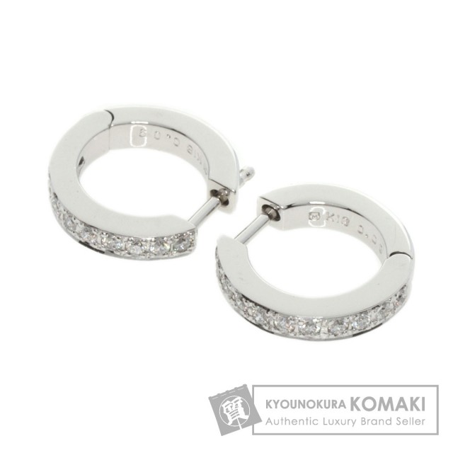 MIKIMOTO ミキモト ダイヤモンド フープ ピアス K18ホワイトゴールド