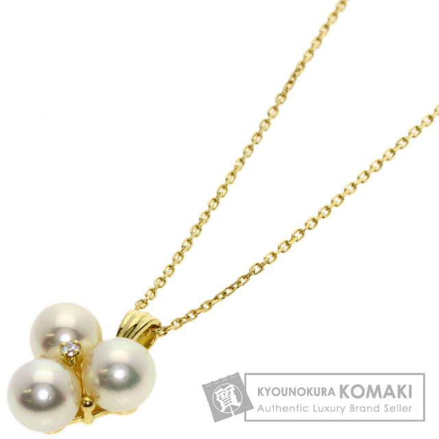 MIKIMOTO ミキモト パール 真珠 ダイヤモンド ネックレス K18イエロー