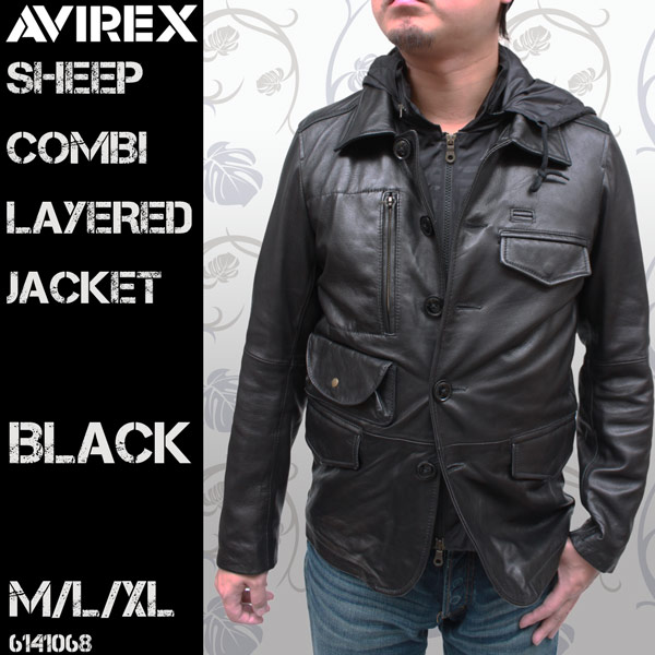 AVIREX(アヴィレックス) シープスキン コンビレイヤード レザー