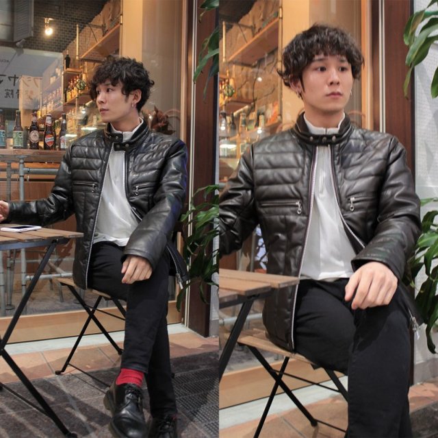 AVIREX アビレックス ラムレザー ダウン ライダースジャケット 6161067