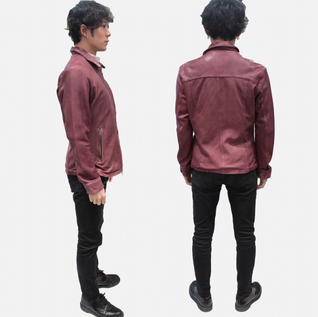 AVIREX ラム革 シングルライダースジャケット メンズ ブルー M/ 6161063