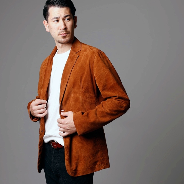 Mo-Laws 山羊革 スエード テーラードジャケット 2つボタン メンズ