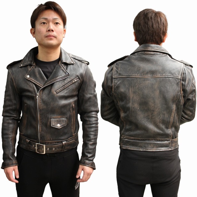 ラムレザー US ダブルライダースジャケット メンズ レザージャケット
