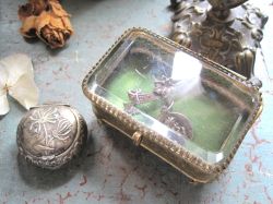 フランスアンティーク,クリスタル,真鍮,ジュエリーボックス,1800年代