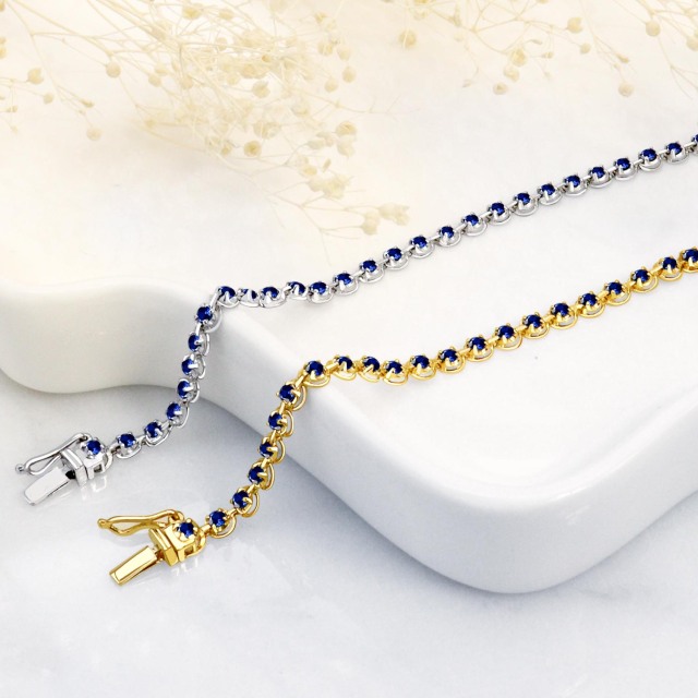 ブレスレット レディース サファイア テニスブレスレット 56石 1.0ct