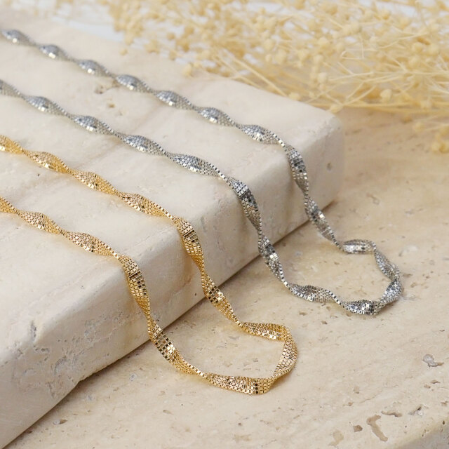 ゴールド チェーン ネックレス K18 18金 フィーレ 幅2.2mm 最長45cm 長