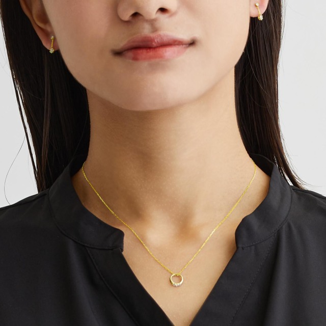 ネックレス ダイヤモンド 3石 0.05ct サークル K18 ゴールド 18金 lp71