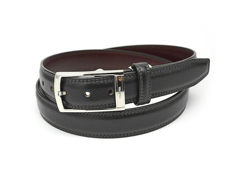 牛革 スクエアバックル 30mm幅 ピン式 ベルト 「ゴールドファイル