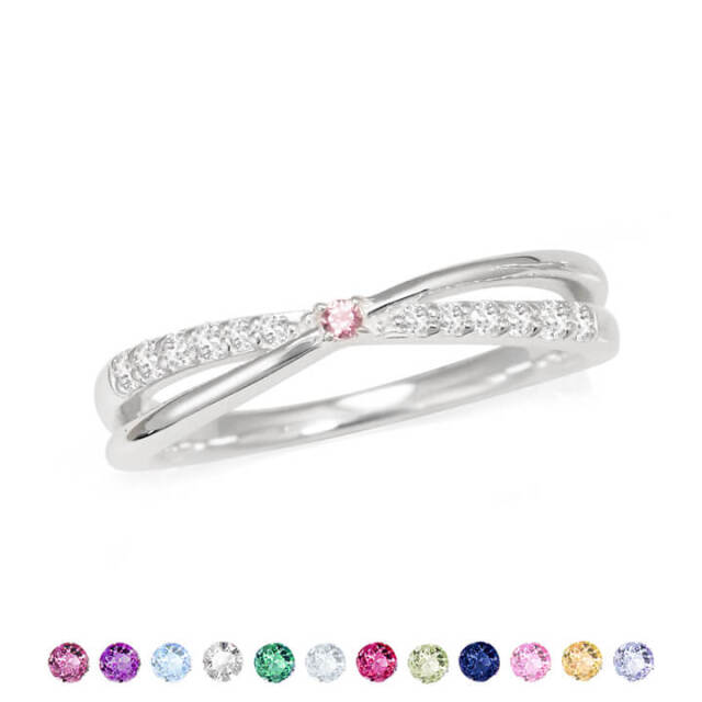 誕生石対応】 シルバー リング クロスタイプ キュービックジルコニア