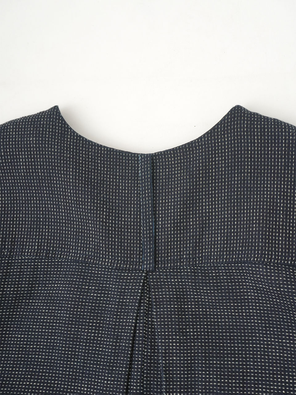 16／－インディゴガーゼ点猫ドット フレアワンピース