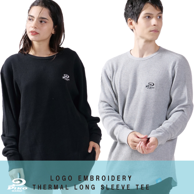 ロゴ刺繍サーマル長袖Tシャツ◇