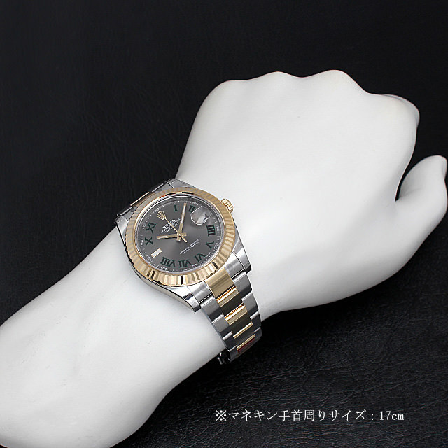 116333 ロレックス(ROLEX) デイトジャストII グレー/グリーンローマ