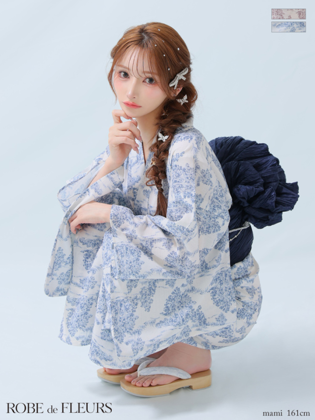 ROBE de FLEURS Floral print yukata (fm3375)