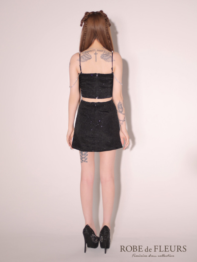 XSサイズあり】ビジューチェーン付きラメシフォンセットアップ