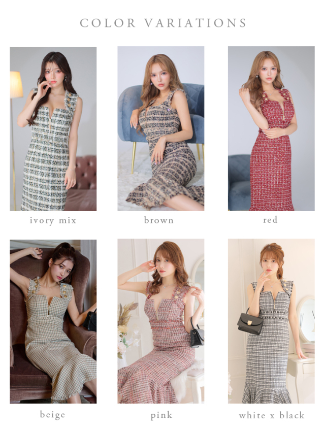 XS~Lサイズあり】ゴールドボタンxスプリングツイードロングキャバ