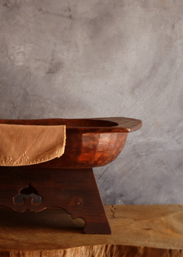 李朝木鉢脚付き 木製捏鉢 民藝 茶卓 ミニテーブル 木鉢 李朝家具