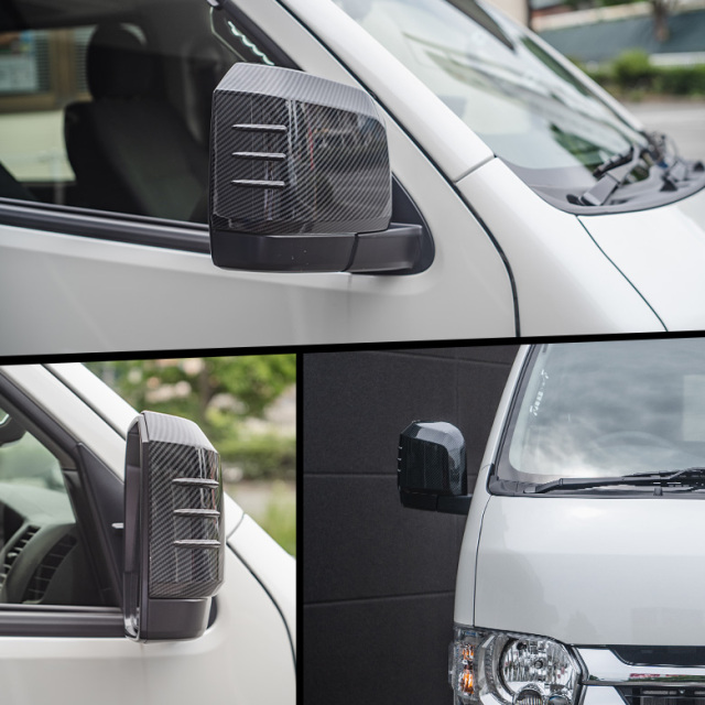 ハイエース 200系 6型 専用 ドアミラーカバー カーボン 2p [J]