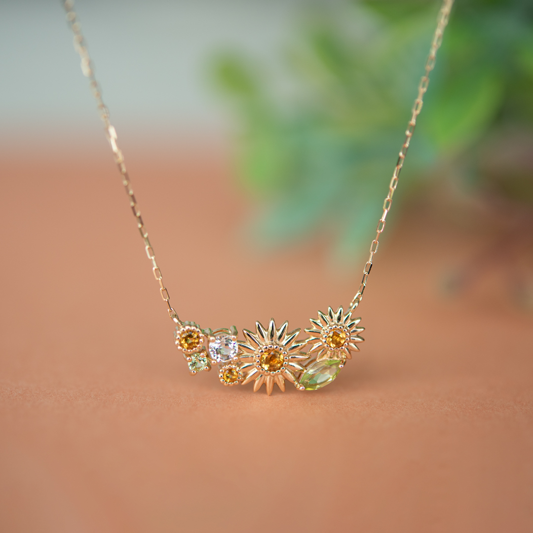 ネックレス K10イエローゴールド シトリン ペリドット ホワイト